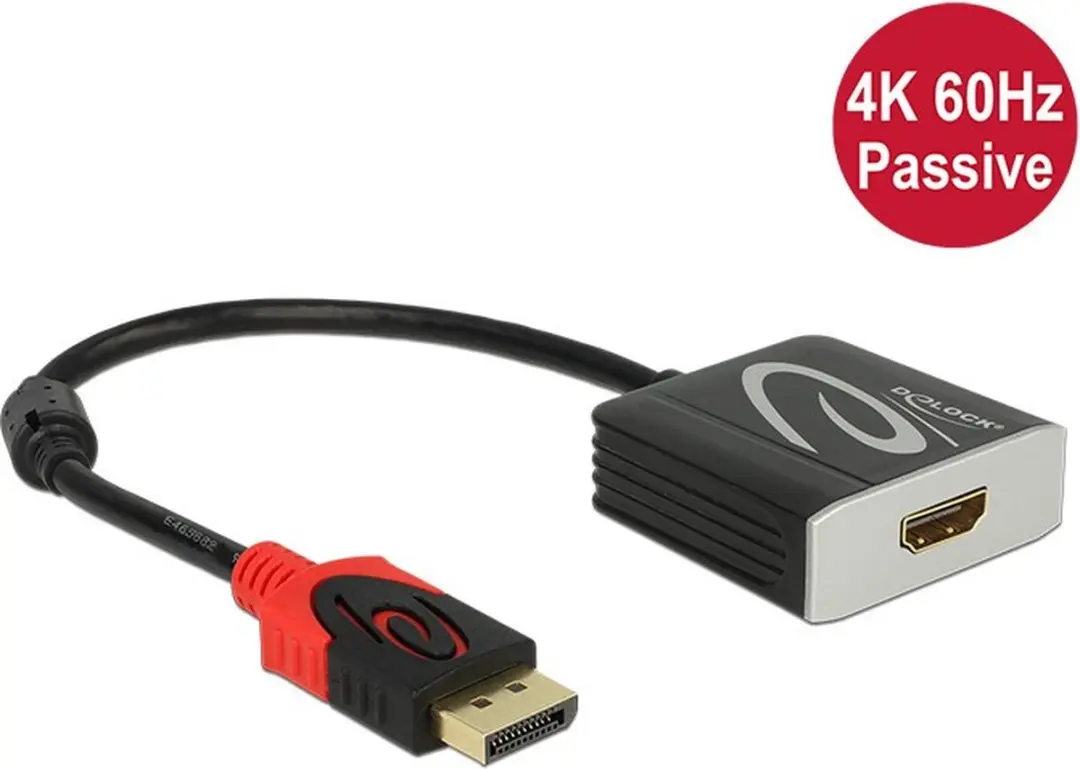 Delock DisplayPort naar HDMI Adapter DP 1.2 - HDMI 2.0 4K 60Hz - 0,2m - Zwart
