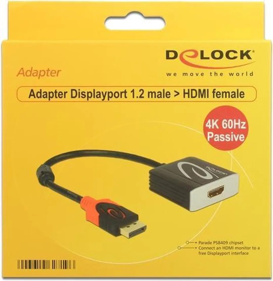Delock DisplayPort naar HDMI Adapter DP 1.2 - HDMI 2.0 4K 60Hz - 0,2m - Zwart