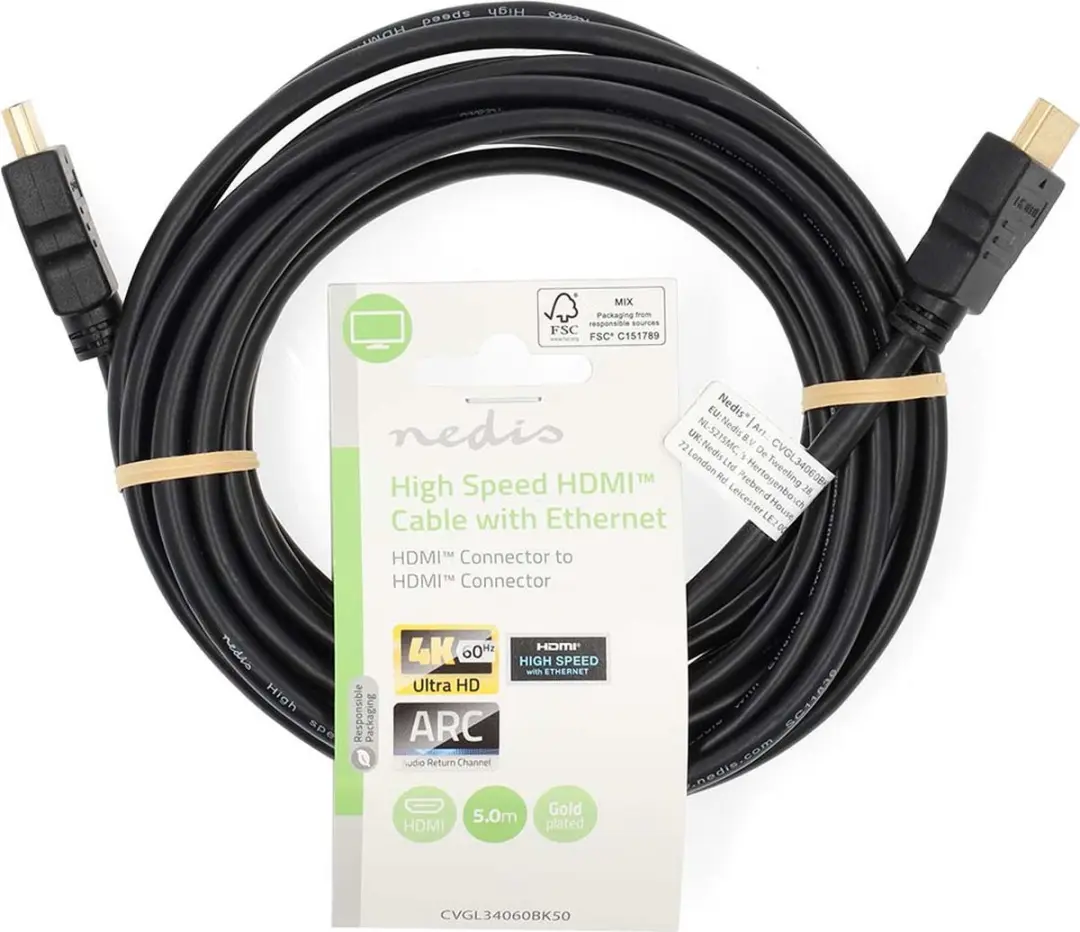 Nedis HDMI-Kabel CVGL34060BK50 4K@60Hz - 5m - Zwart