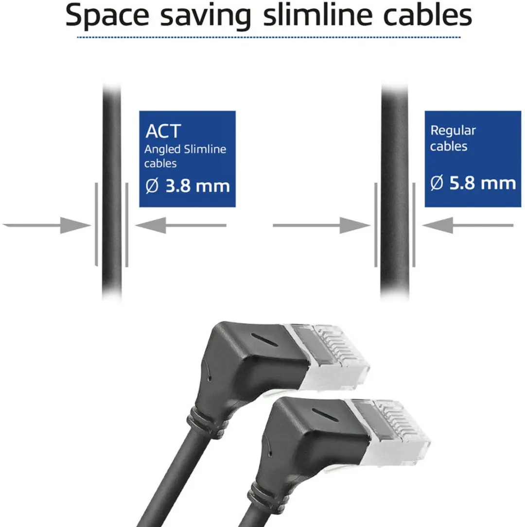 ACT DA5951 U/FTP CAT6A Patchkabel 1,5m - 90° haaks beneden