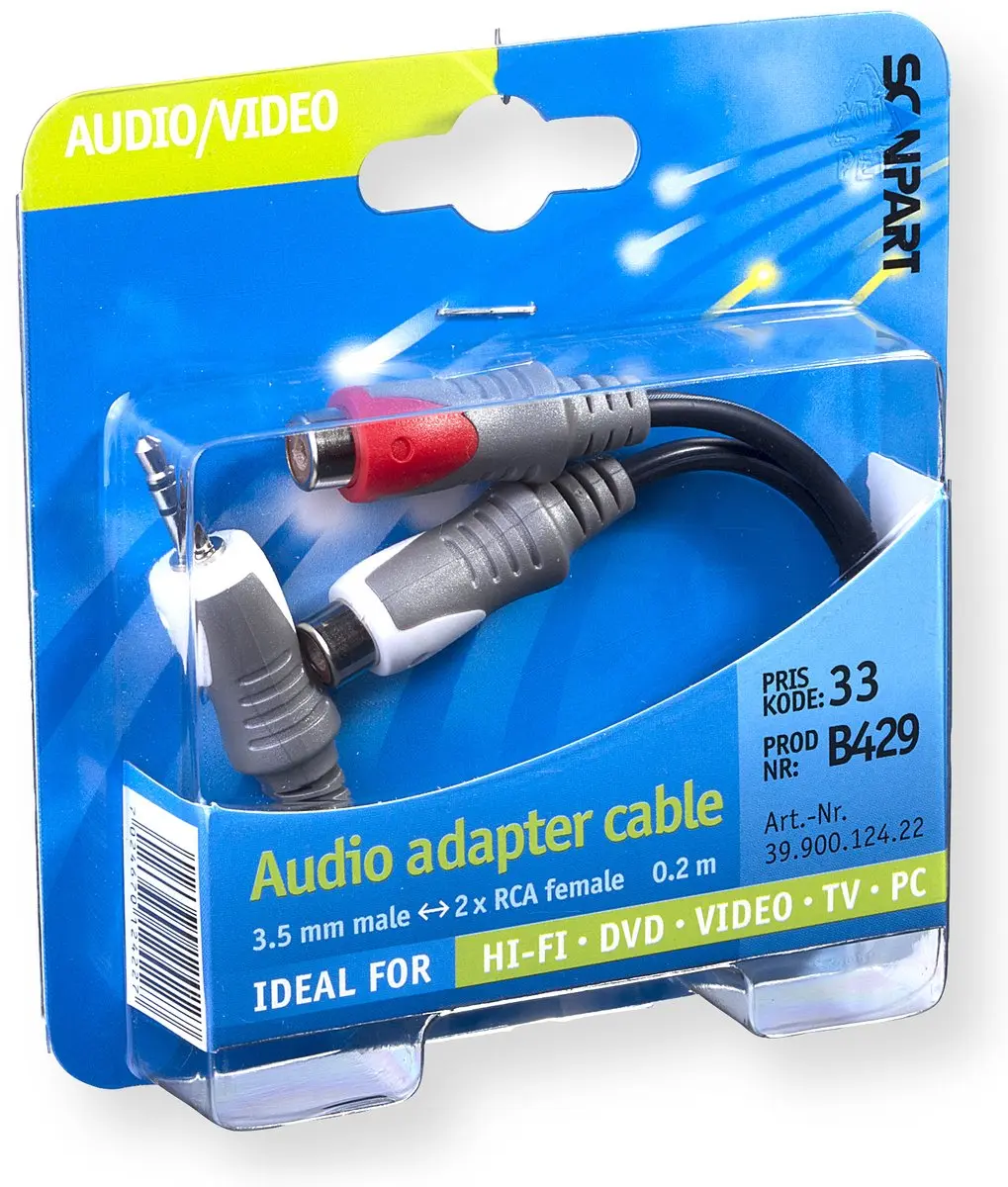 Scanpart Audio Adapter 3.5mm naar 2x RCA 20cm - Multicolor