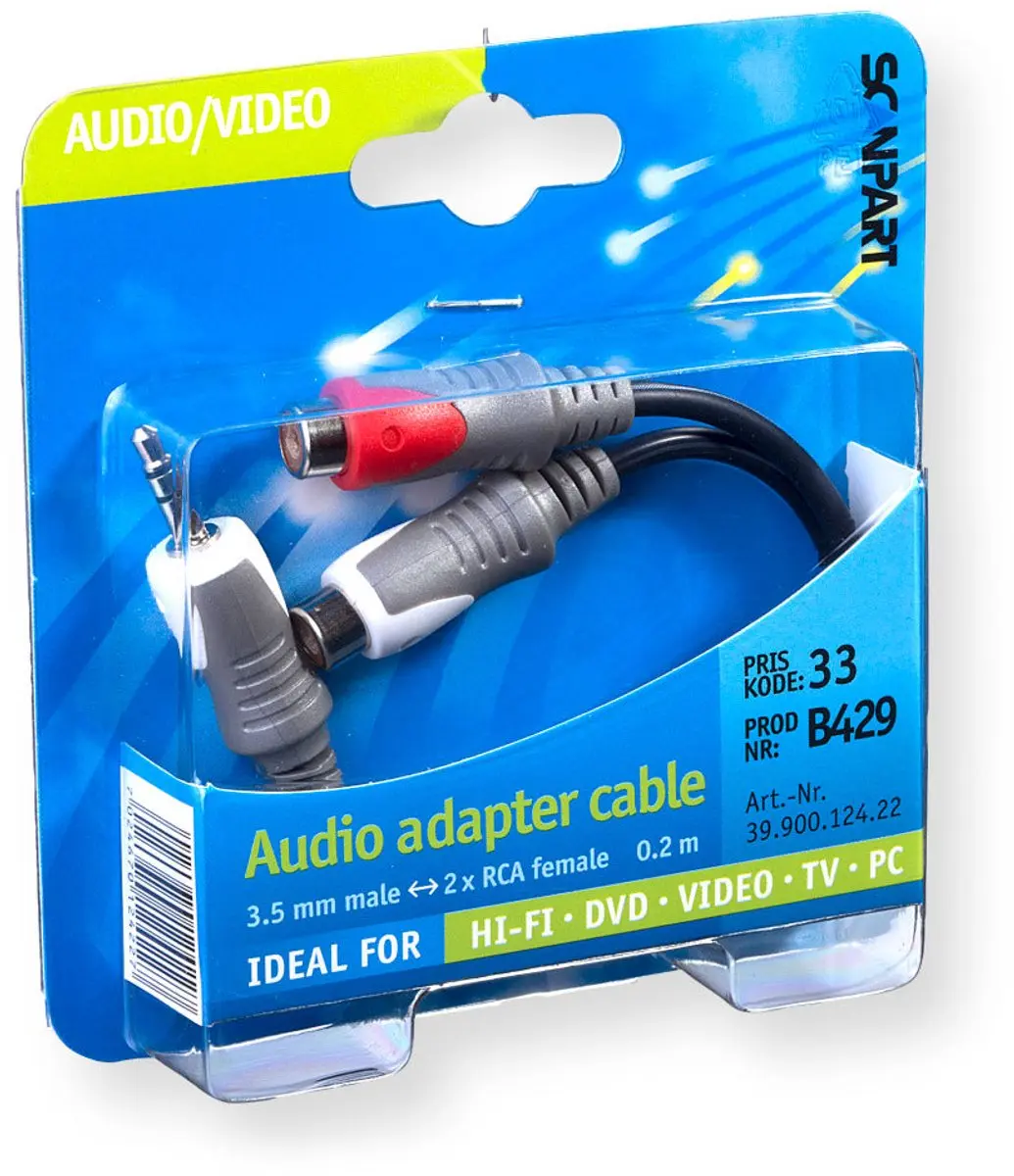 Scanpart Audio Adapter 3.5mm naar 2x RCA 20cm - Multicolor