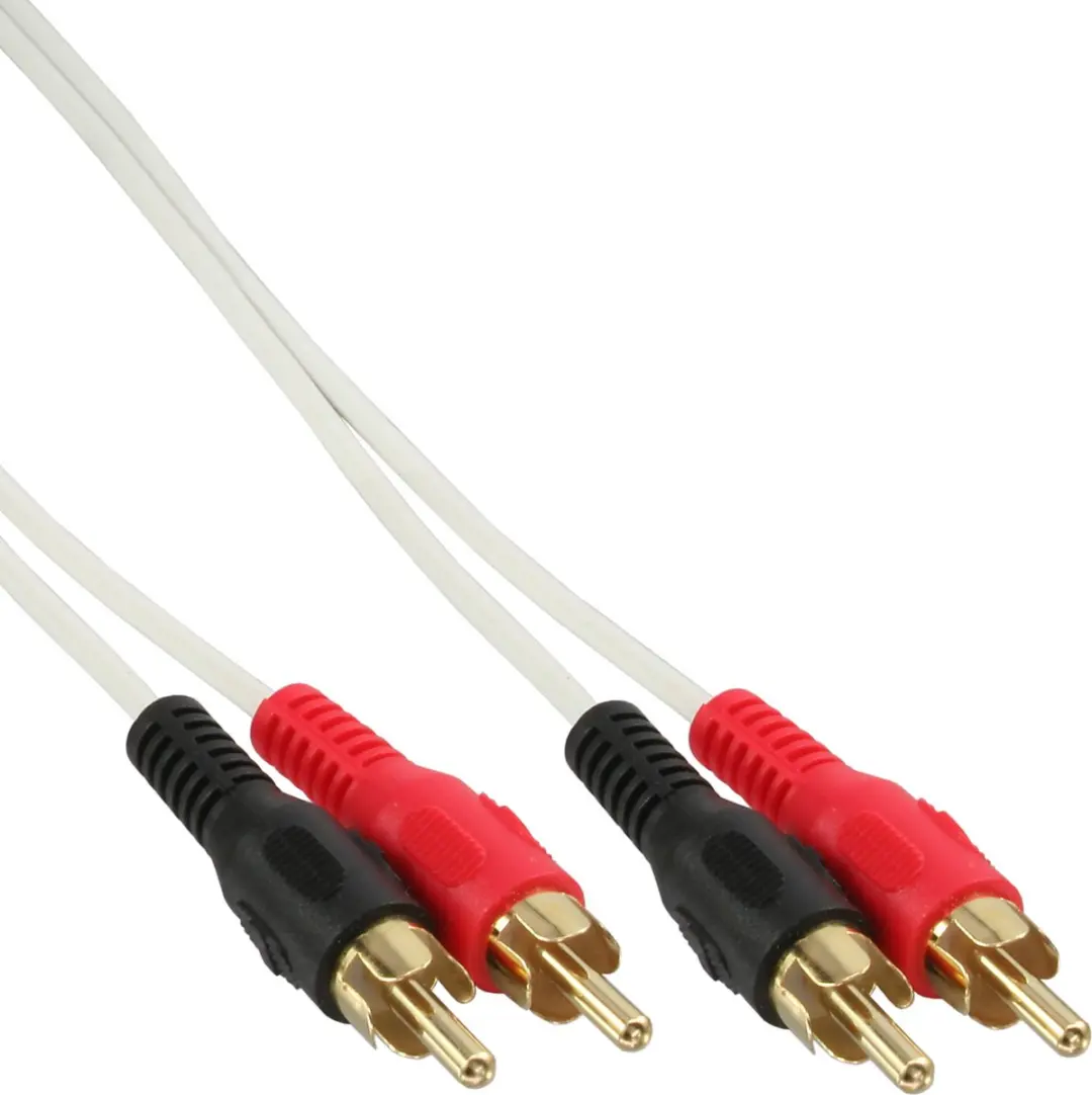 InLine Witte Tulp Stereo 2RCA Kabel - 1m - Vergulde Contacten