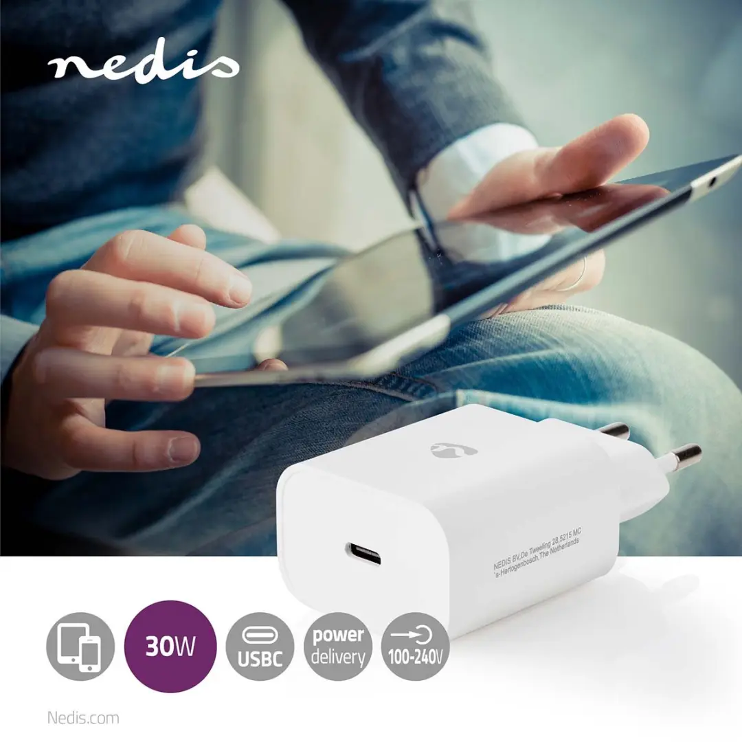 Nedis WCPD30W102WT Oplader 30W - USB-C - Wit