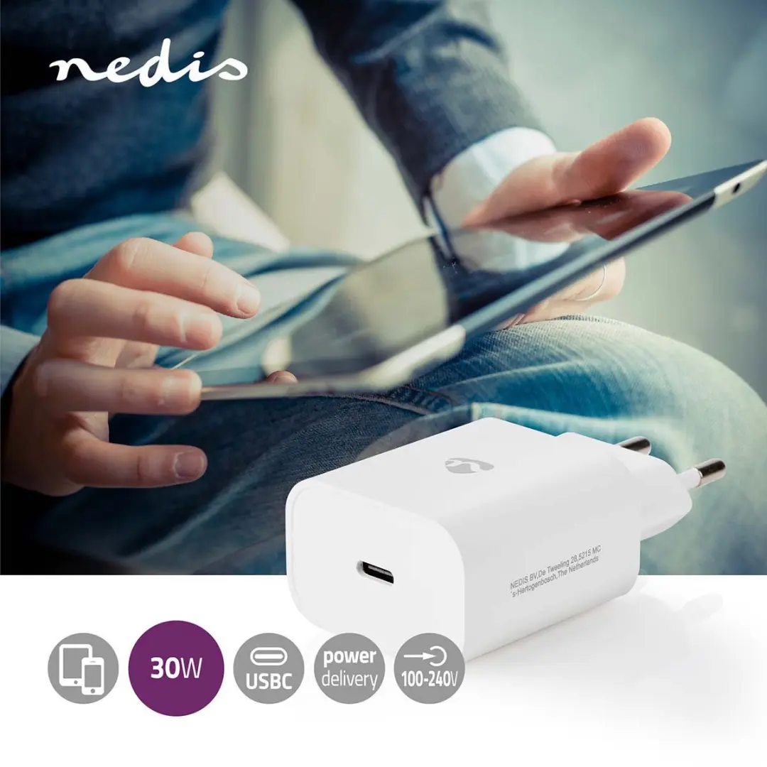Nedis WCPD30W102WT Oplader 30W - USB-C - Wit