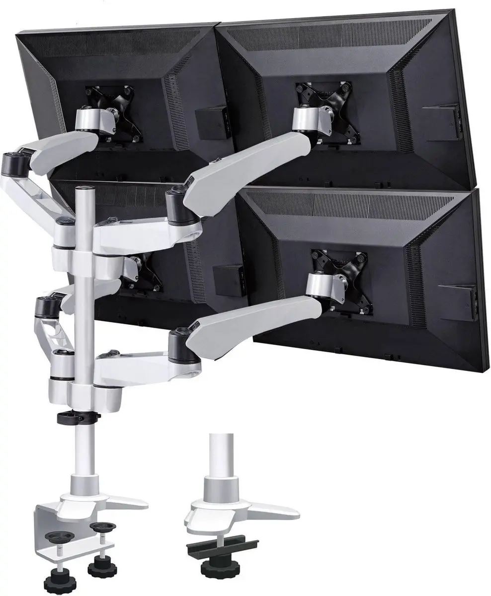 SpeaKa Professional SP-3957076 Tafelbeugel - 4 Monitoren 27" - Zwart/Zilver - afbeelding 6 van 6