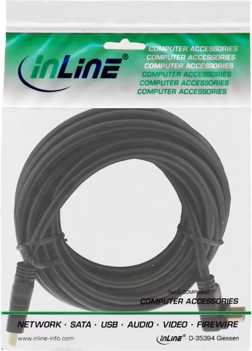 InLine HDMI Kabel 1.4 7,5m - 90° Haaks naar Boven - Zwart