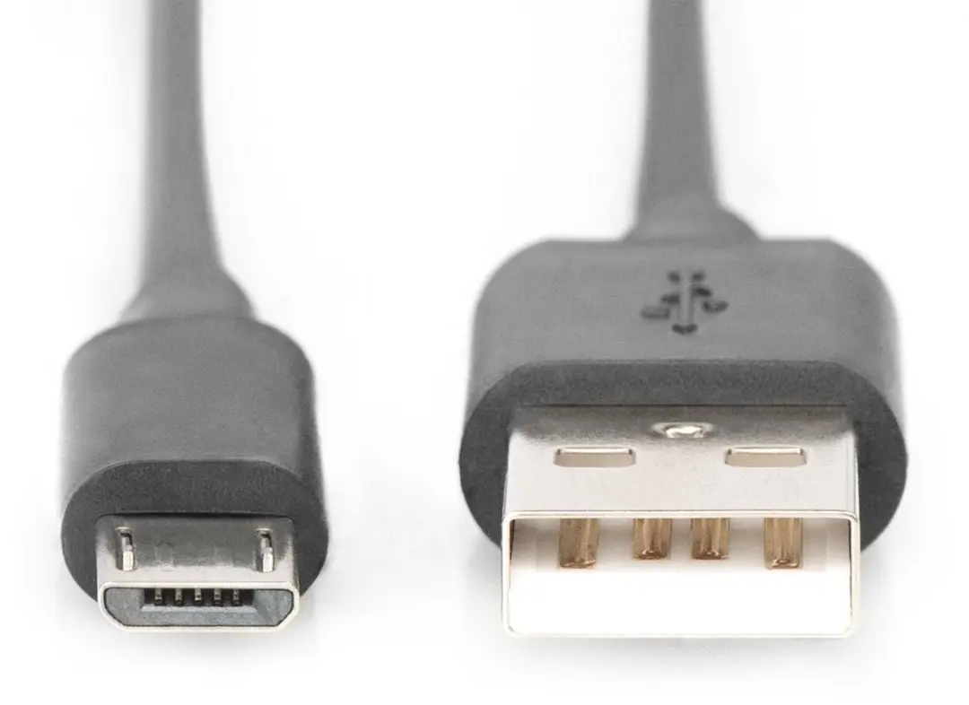 Digitus USB 2.0 A Male naar Micro Male Kabel 1m - Zwart