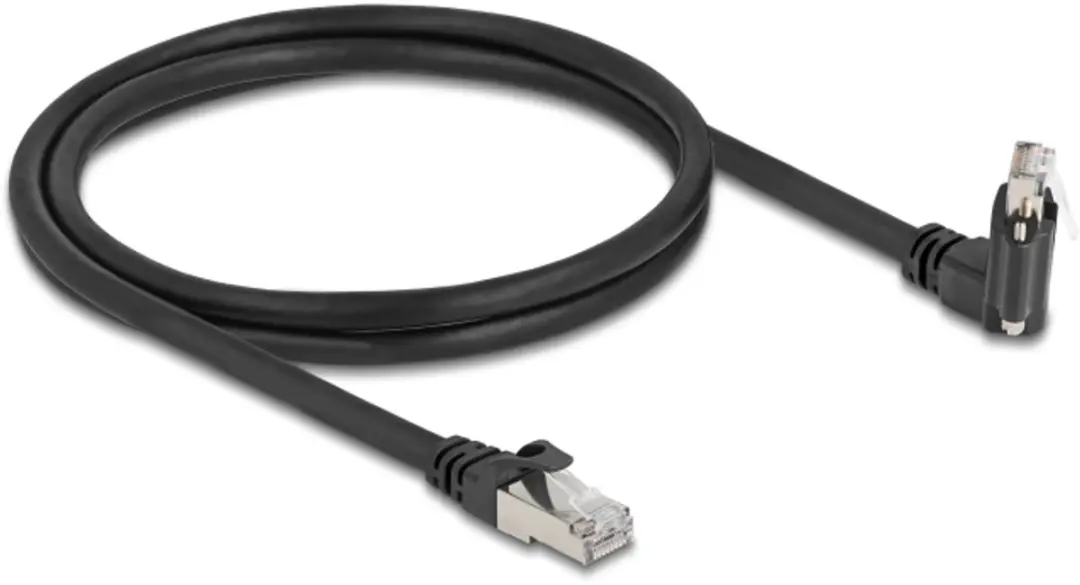 Delock GigE Camera Kabel RJ45 45°/90° - Cat.6 S/FTP 1m - Zwart