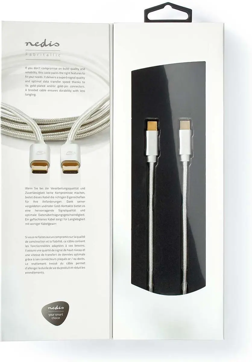Nedis USB-C Kabel 100W 1m - Verguld - Zilver - afbeelding 6 van 6