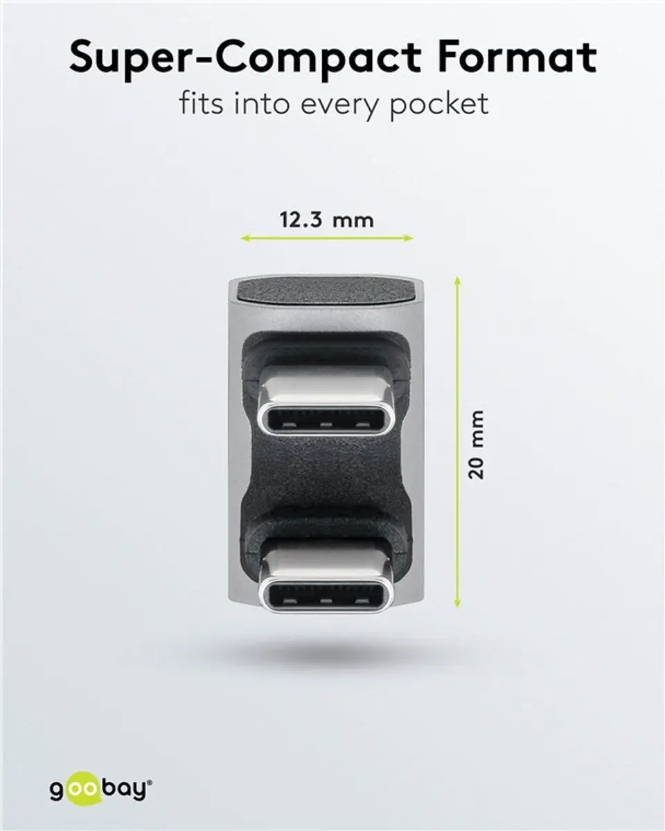 Goobay USB-C Haaks Koppelstuk 40Gbps PD240W 8K60Hz - Grijs