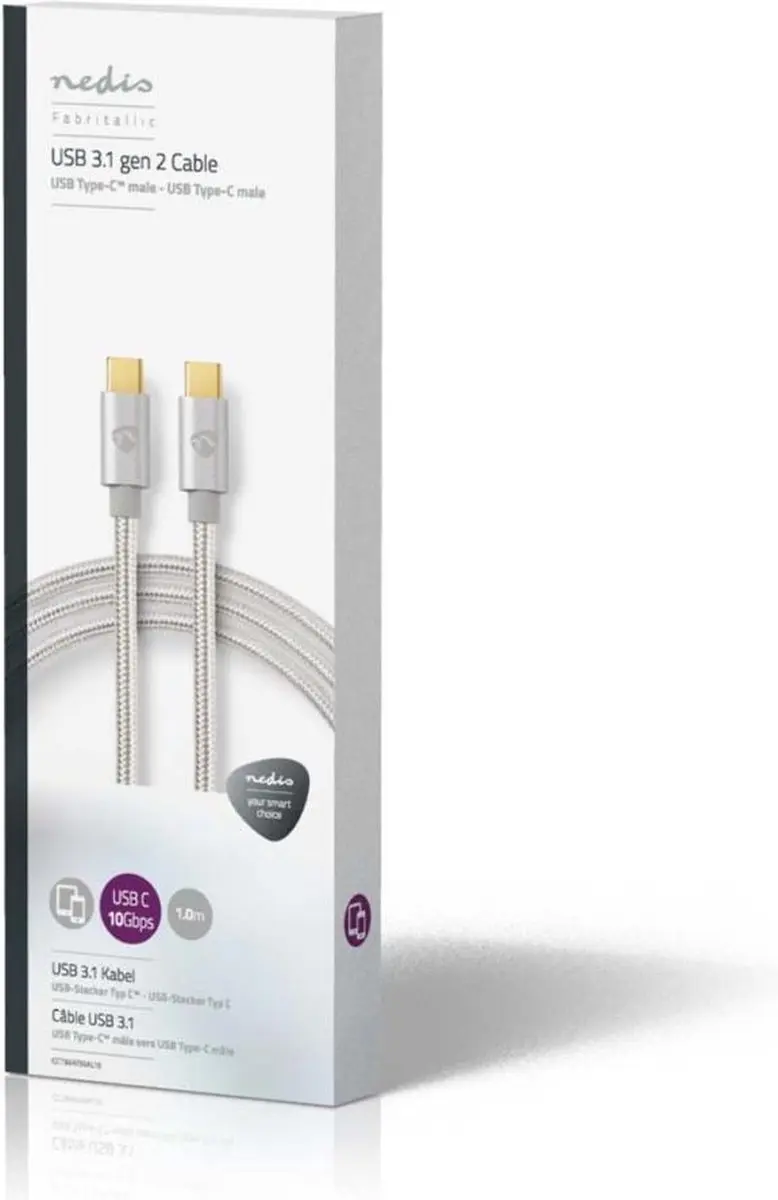 Nedis USB-C Kabel CCTB64750AL10 - 1m - 100W - 4K@60Hz - Verguld - afbeelding 6 van 6