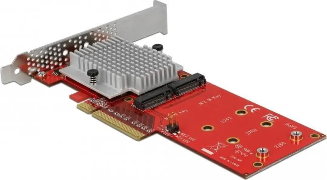 Delock PCIe x8 Kaart 2x M.2 NVMe Key M - Low Profile