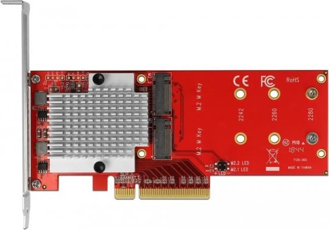 Delock PCIe x8 Kaart 2x M.2 NVMe Key M - Low Profile