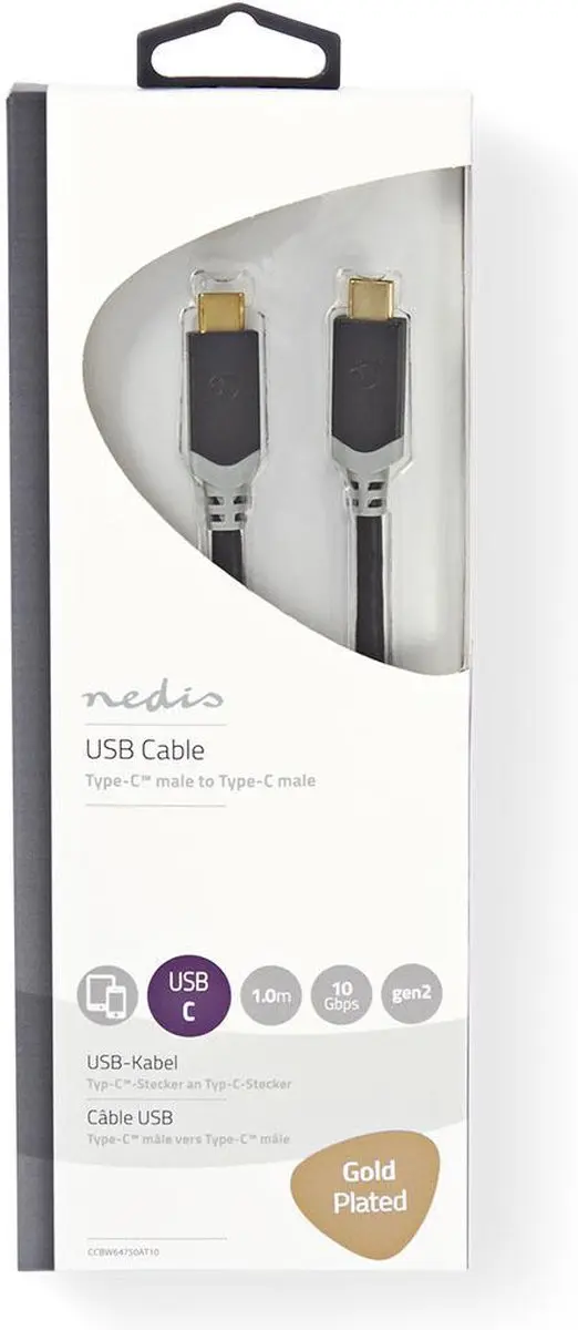 Nedis USB-C Kabel 100W 1.0m - Antraciet