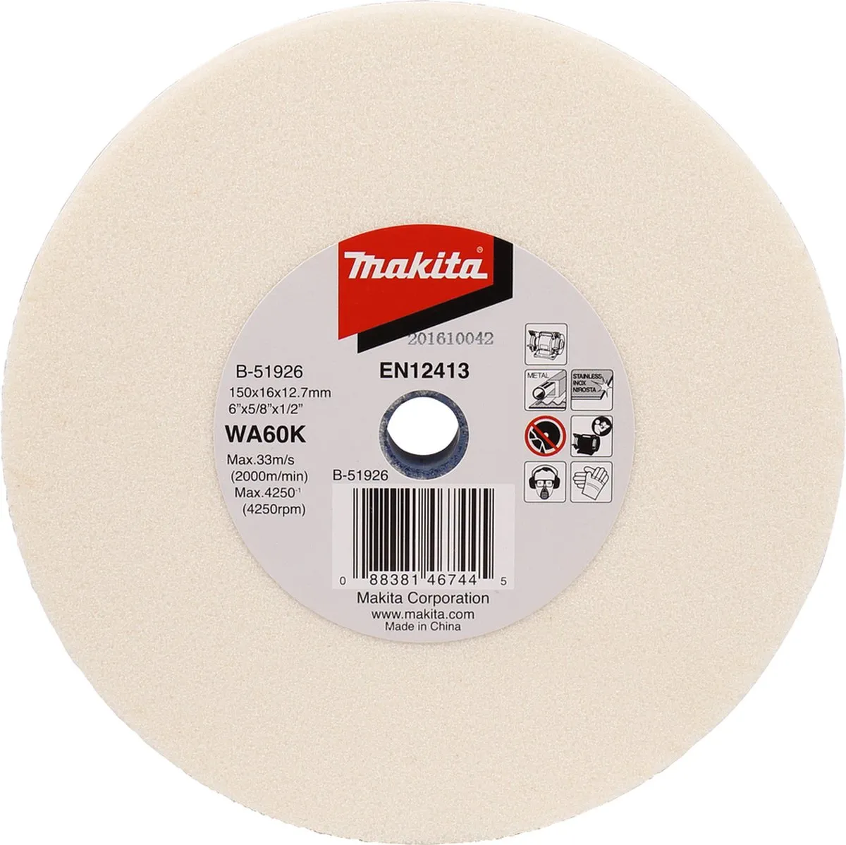 Makita B-51926 Slijpsteen 150x16x12,7mm WA60K