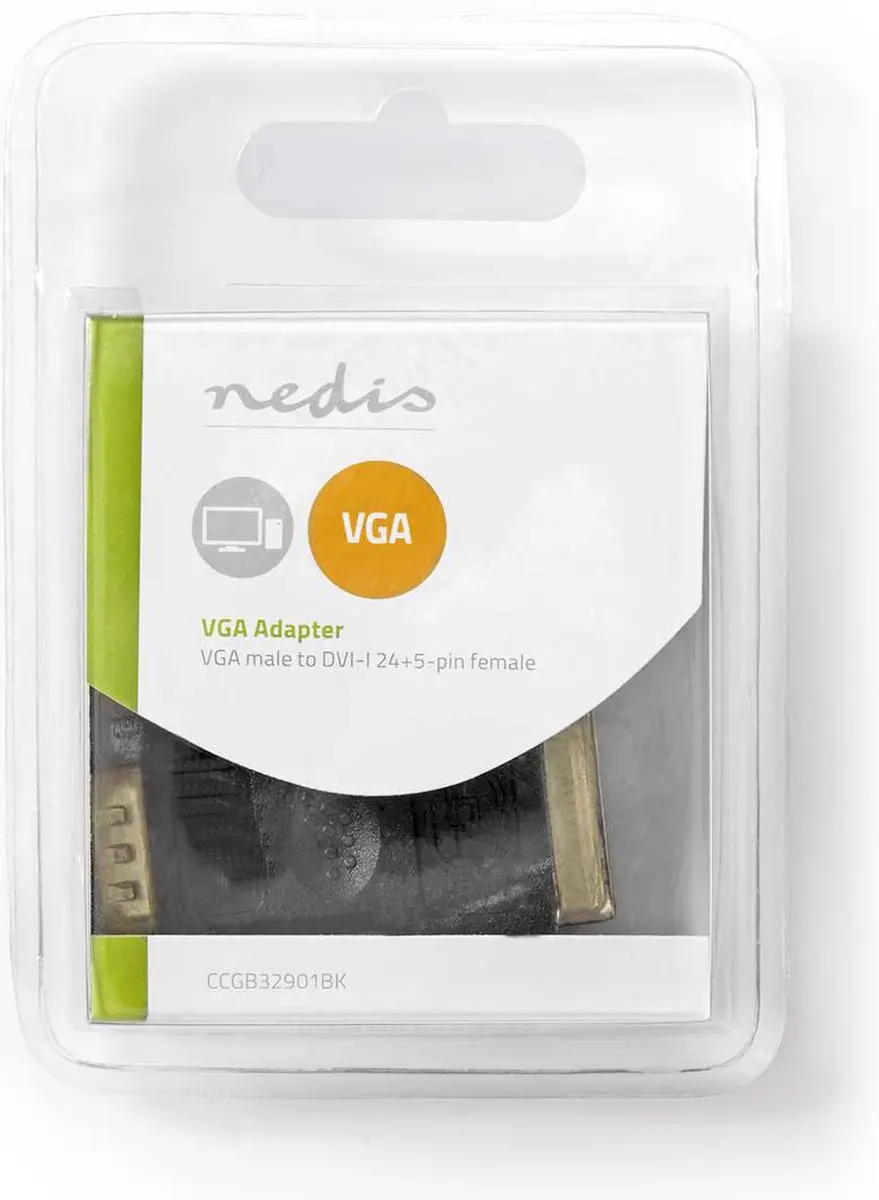Nedis VGA naar DVI-I Adapter CCGB32901BK - Zwart