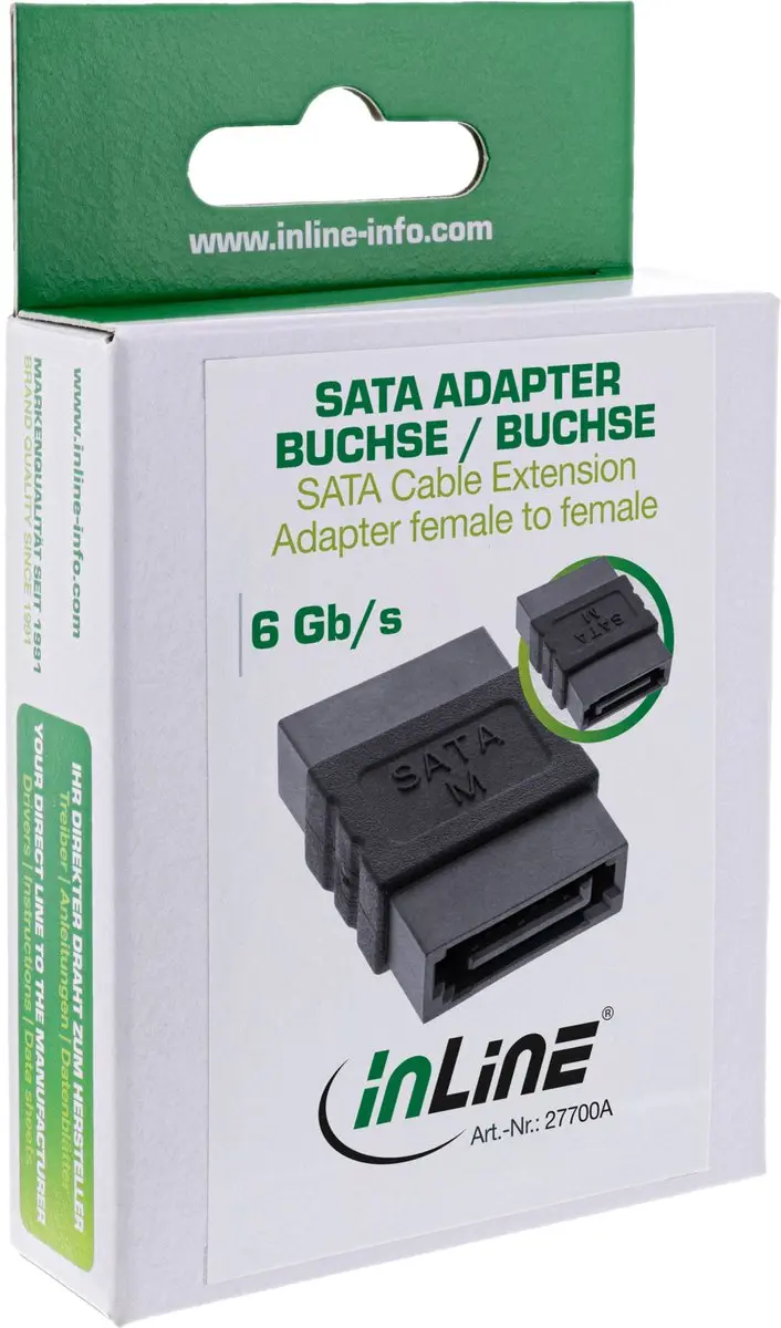 InLine SATA600 Koppelstuk 6 Gbit/s - Zwart