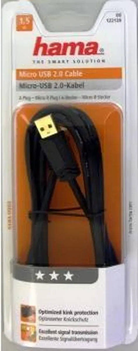 Hama USB A naar Micro USB B Kabel 1.5M - Kleurenmix