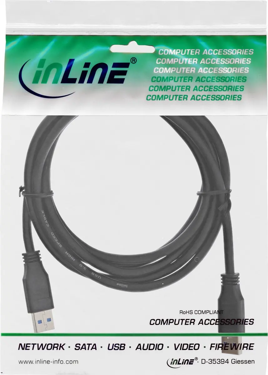 InLine USB 3.0 Kabel 1m - 2A - Zwart