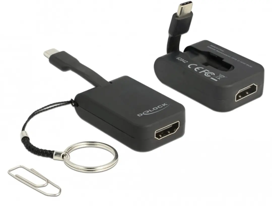 Delock USB-C naar HDMI Adapter Sleutelhanger 4K30 - Zwart
