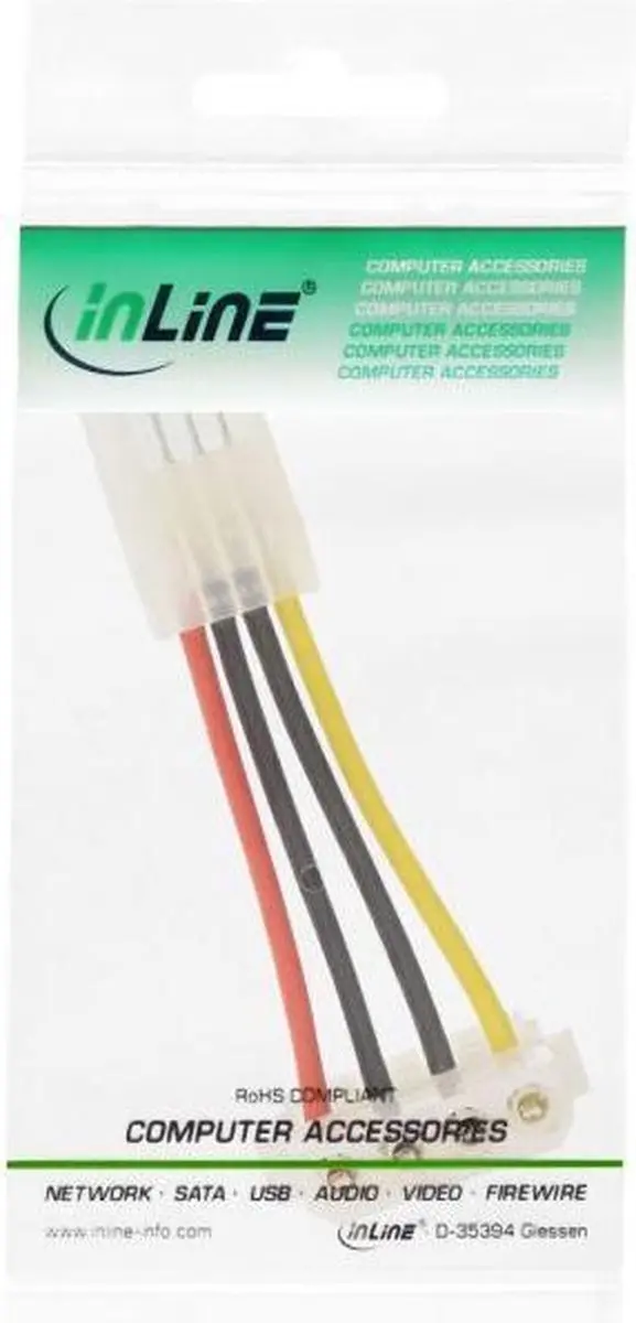 InLine Floppy Molex Haaks Voedingskabel 0,05m