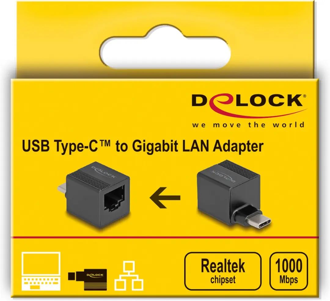 Delock USB-C naar Gigabit LAN Adapter - Zwart