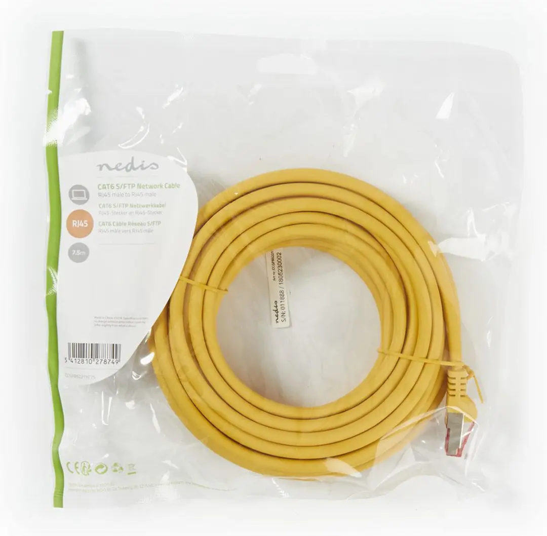 Nedis CAT6 Netwerkkabel RJ45 Male S/FTP 7.5m - Geel