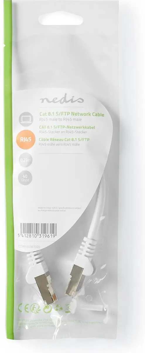 Nedis Cat 8.1 Netwerkkabel CCGP85520WT025 - 0,25m - Wit