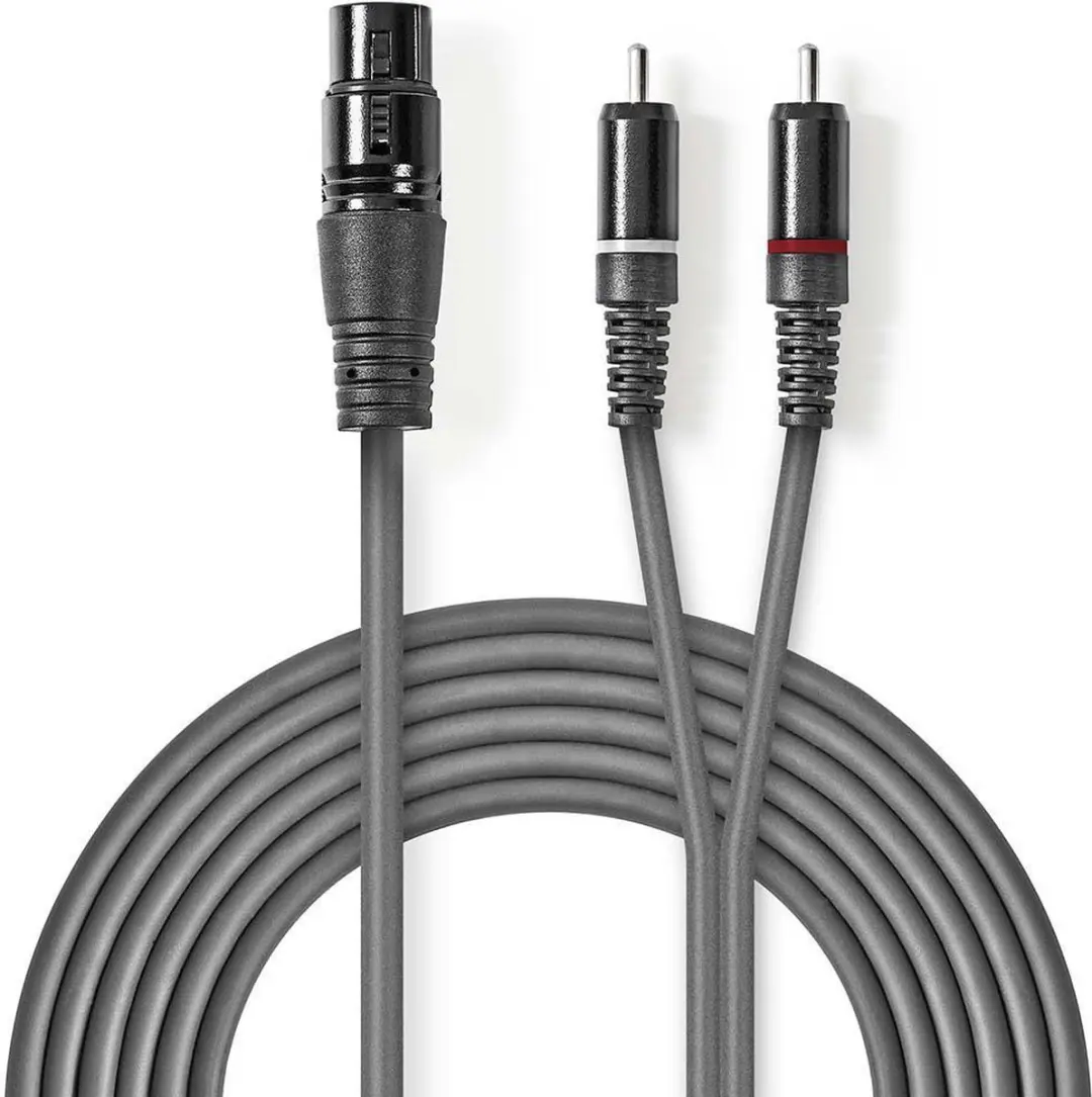 Nedis Gebalanceerde Audiokabel XLR 3-Pins naar 2x RCA - 1.50m - Donkergrijs