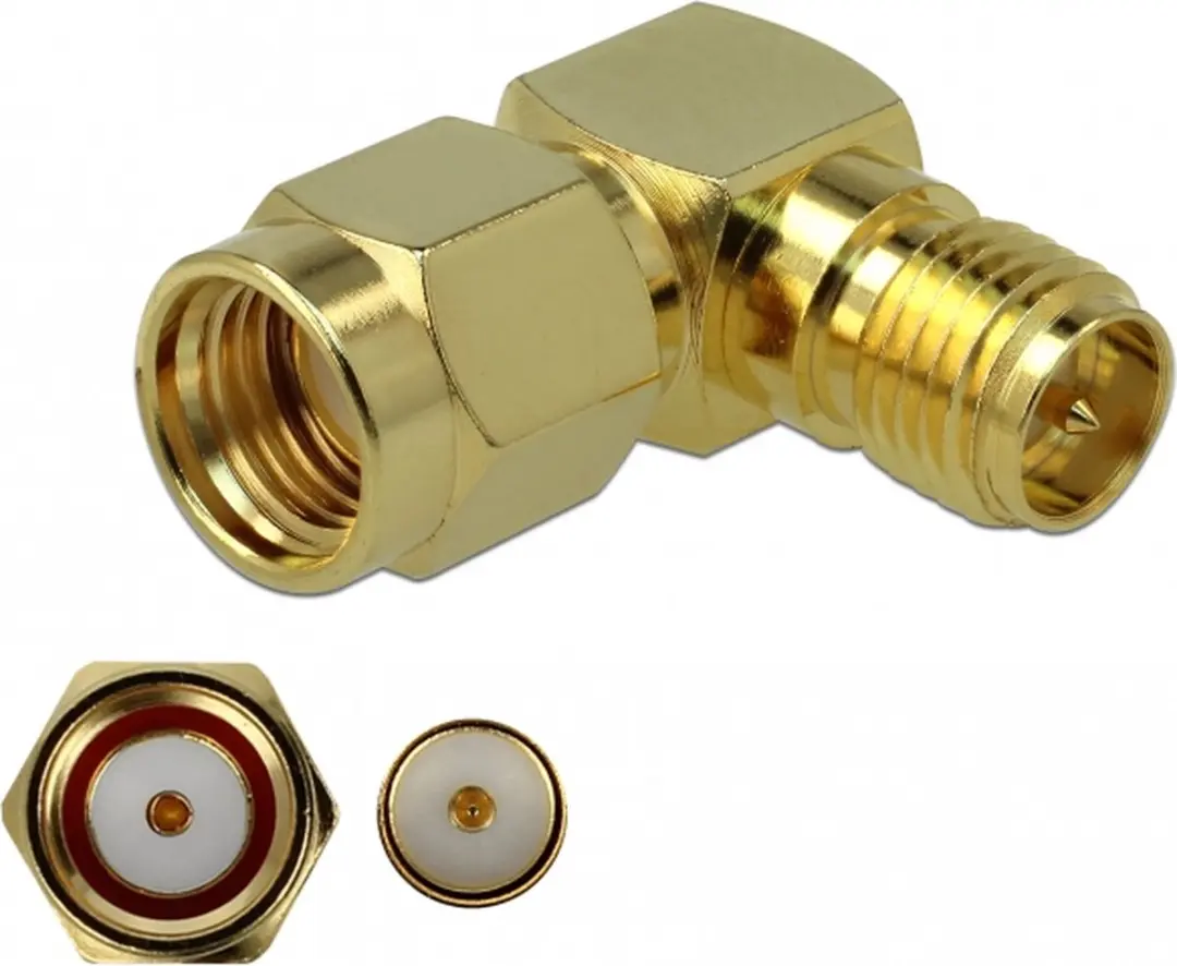 Delock RP-SMA Haakse Adapter 50 Ohm 3 GHz - Goud