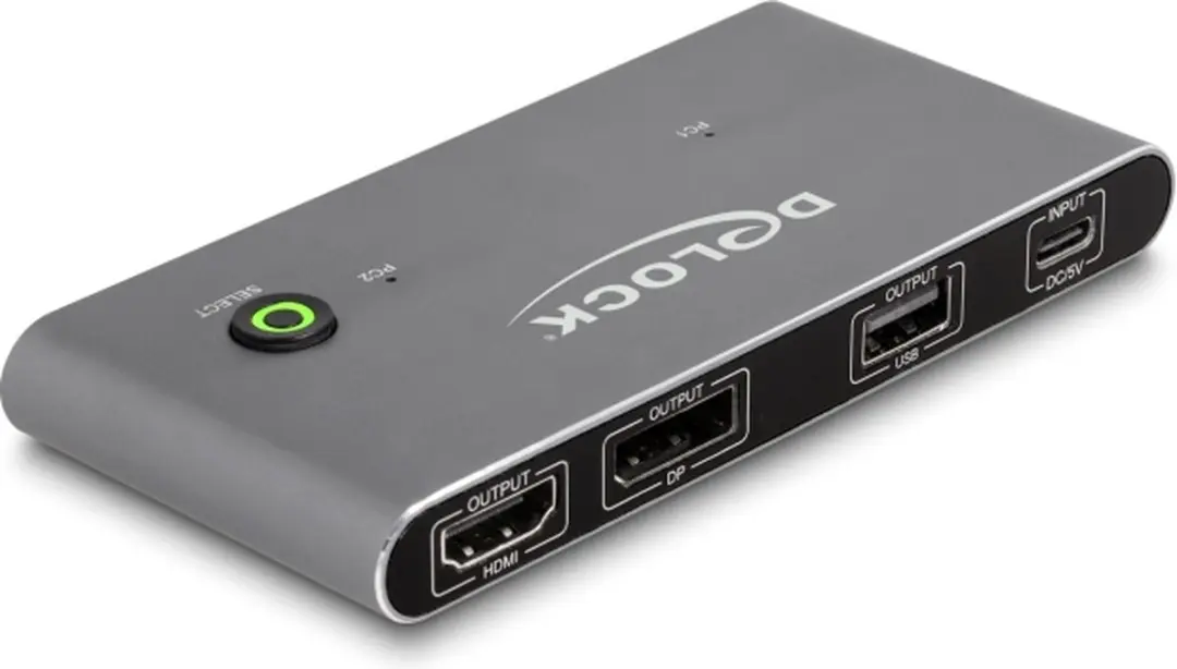 Delock 11485 USB-C KVM Switch HDMI/DisplayPort 8K MST - Antraciet