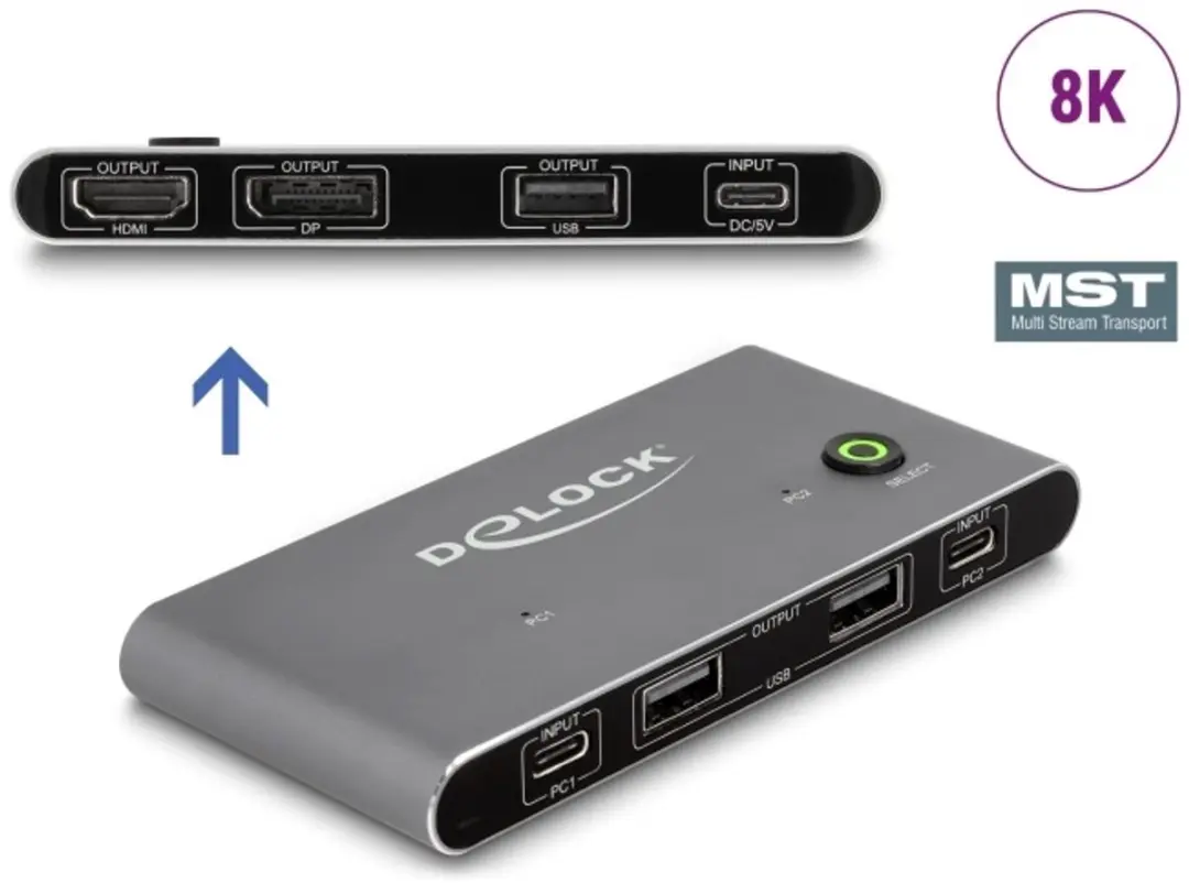 Delock 11485 USB-C KVM Switch HDMI/DisplayPort 8K MST