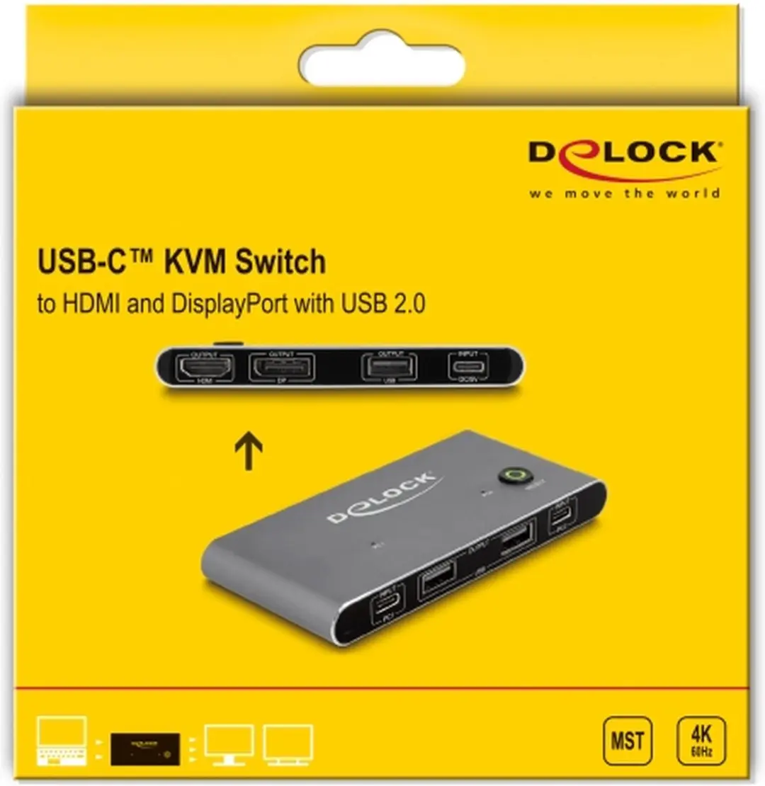 Delock 11485 USB-C KVM Switch HDMI/DisplayPort 8K MST - Antraciet