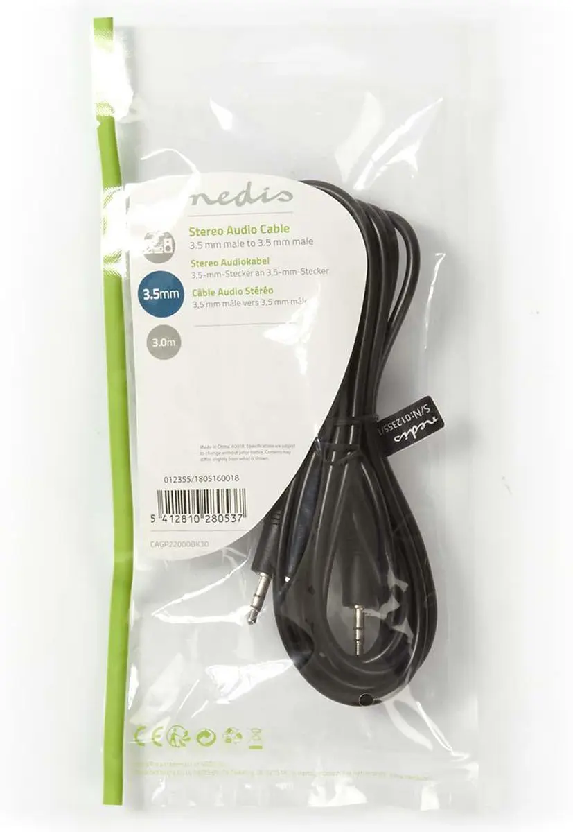 Nedis Stereo-Audiokabel 3,5mm - 3m - Zwart