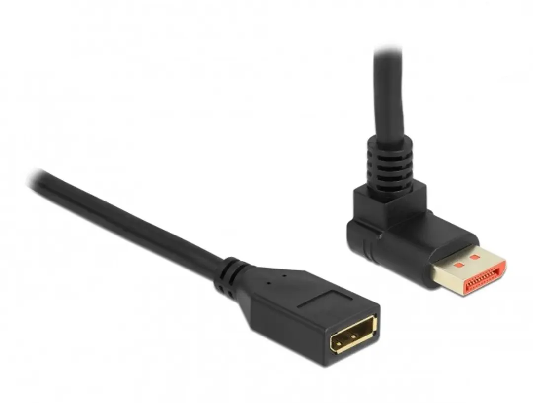 Delock DisplayPort Kabel 90° omhoog M/F 8K 60Hz 1m - Zwart