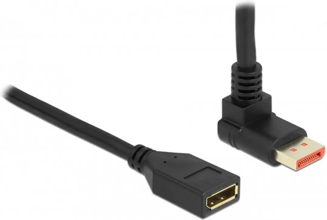 Delock DisplayPort Kabel 90° omhoog M/F 8K 60Hz 1m - Zwart