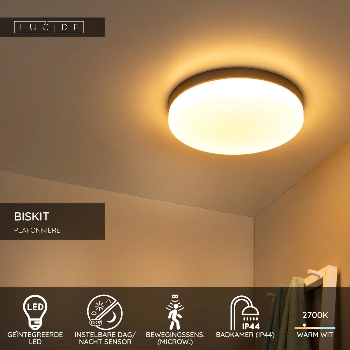 Lucide Biskit LED Plafondlamp Ø40cm - Zwart