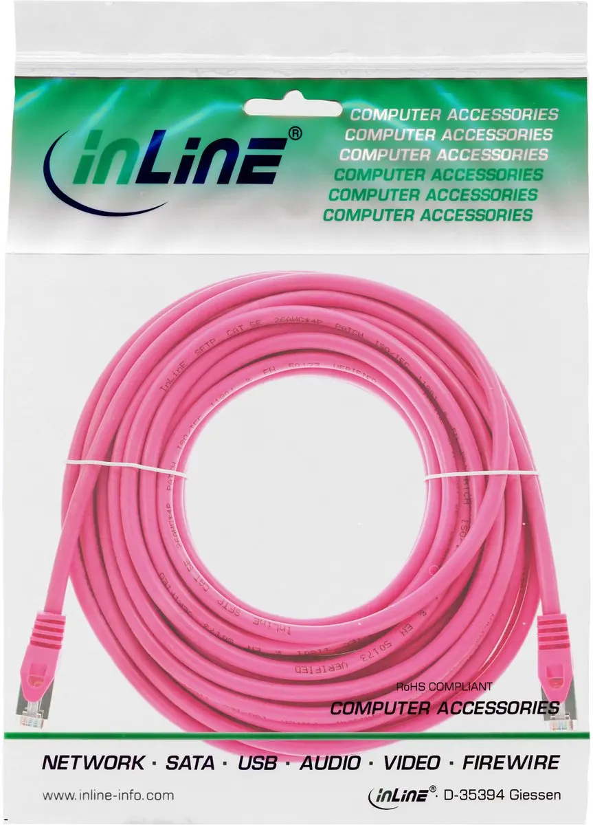 InLine Patchkabel SF/UTP Cat.5e Roze 15m