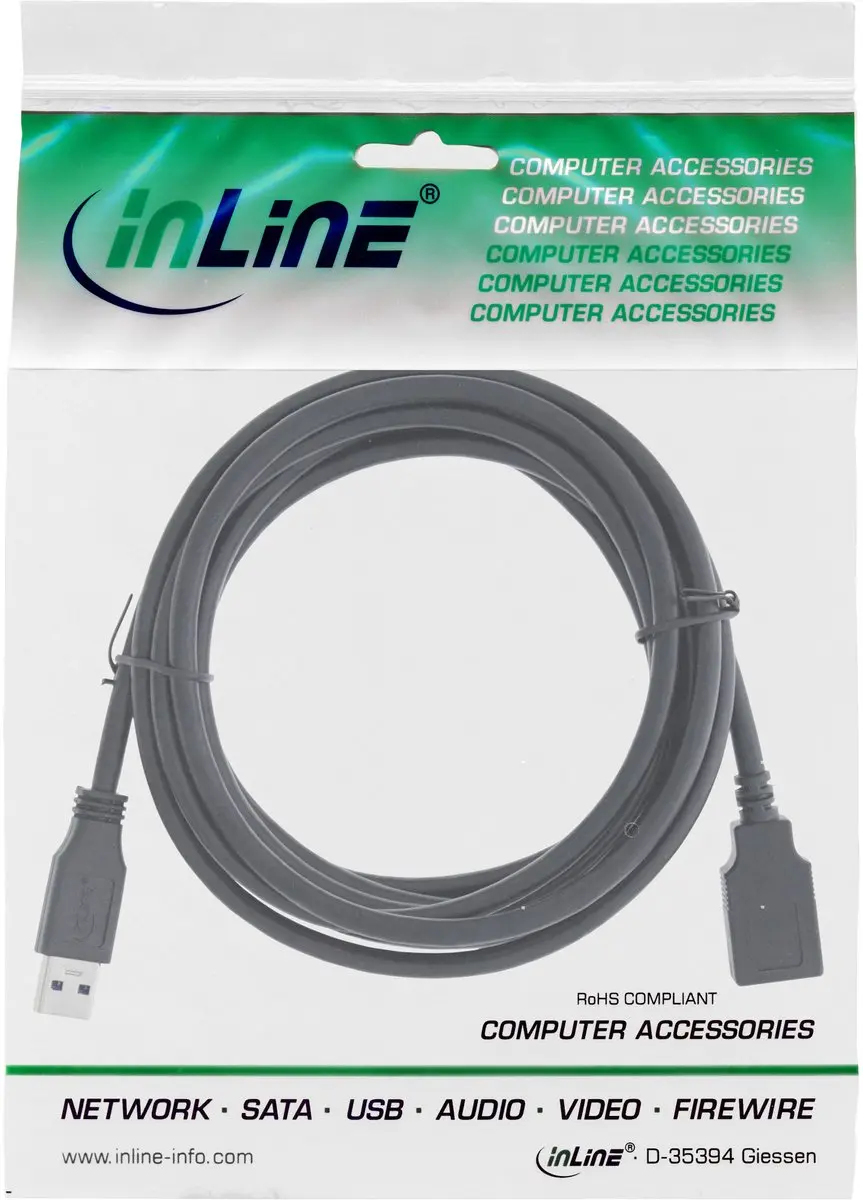 InLine USB 3.0 Verlengkabel 1m - Type A - Zwart