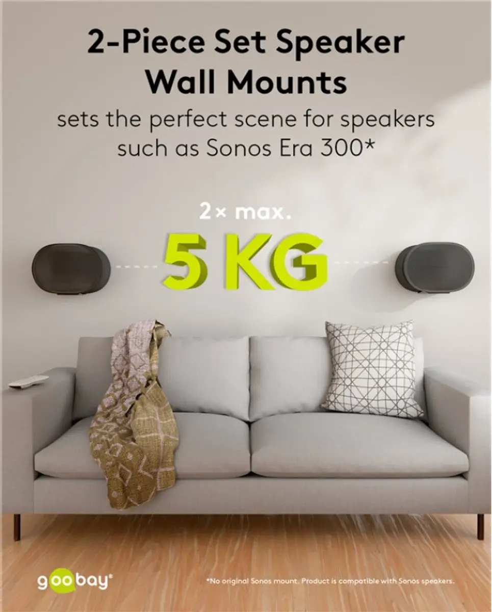 Goobay Muurbeugelset Sonos Era 300 Full Motion - 2 Stuks - Zwart