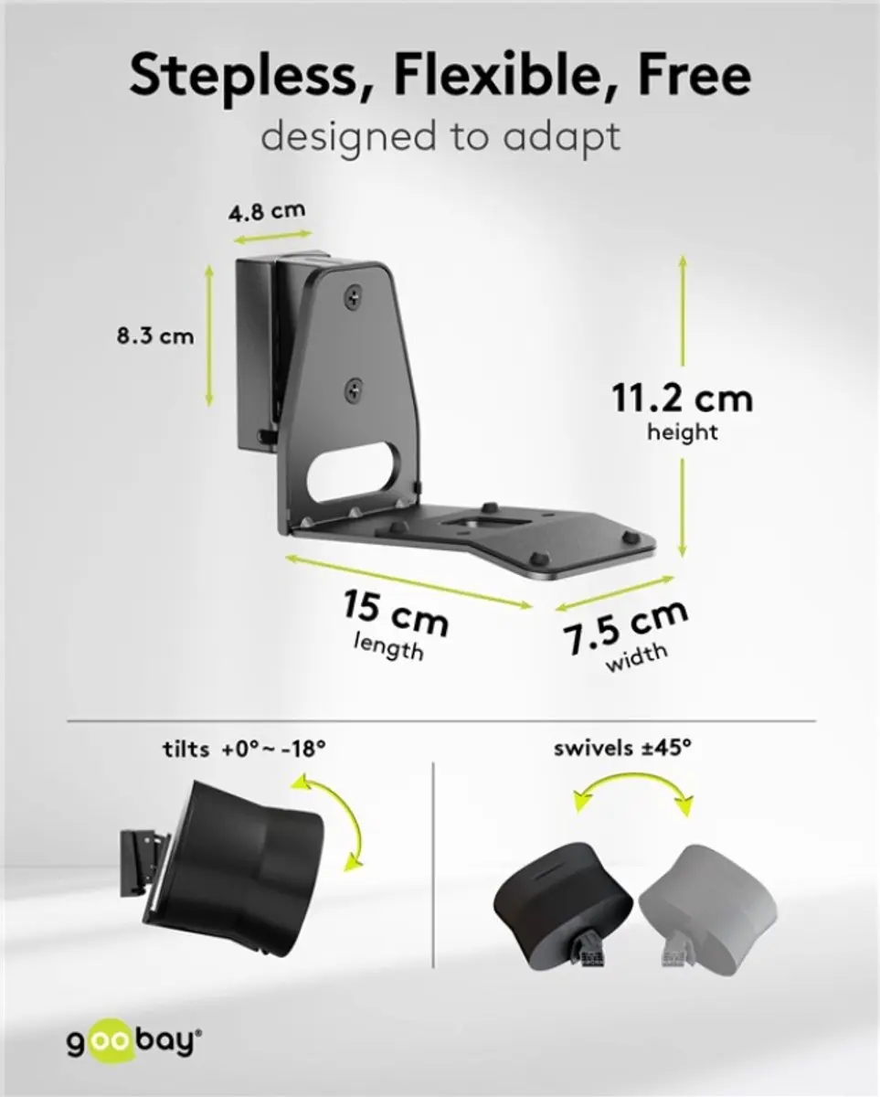 Goobay Muurbeugelset Sonos Era 300 Full Motion - 2 Stuks - Zwart
