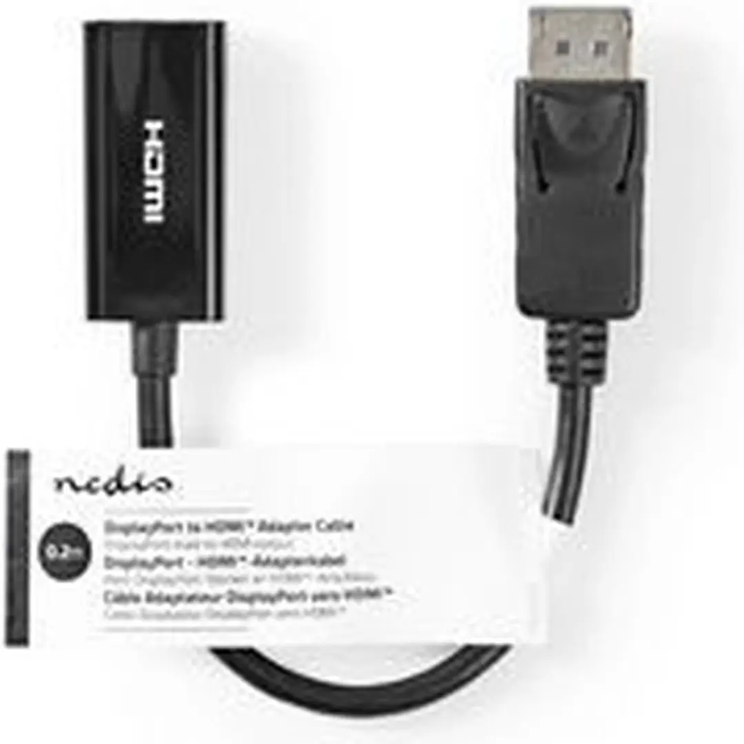 Nedis DisplayPort naar HDMI Kabel 4K30Hz - 0.2m - Zwart