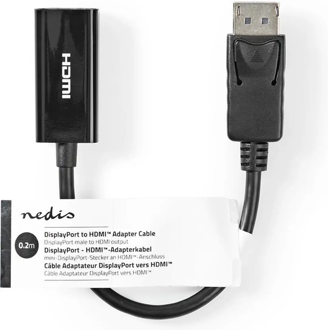 Nedis DisplayPort naar HDMI Kabel 4K30Hz - 0.2m - Zwart
