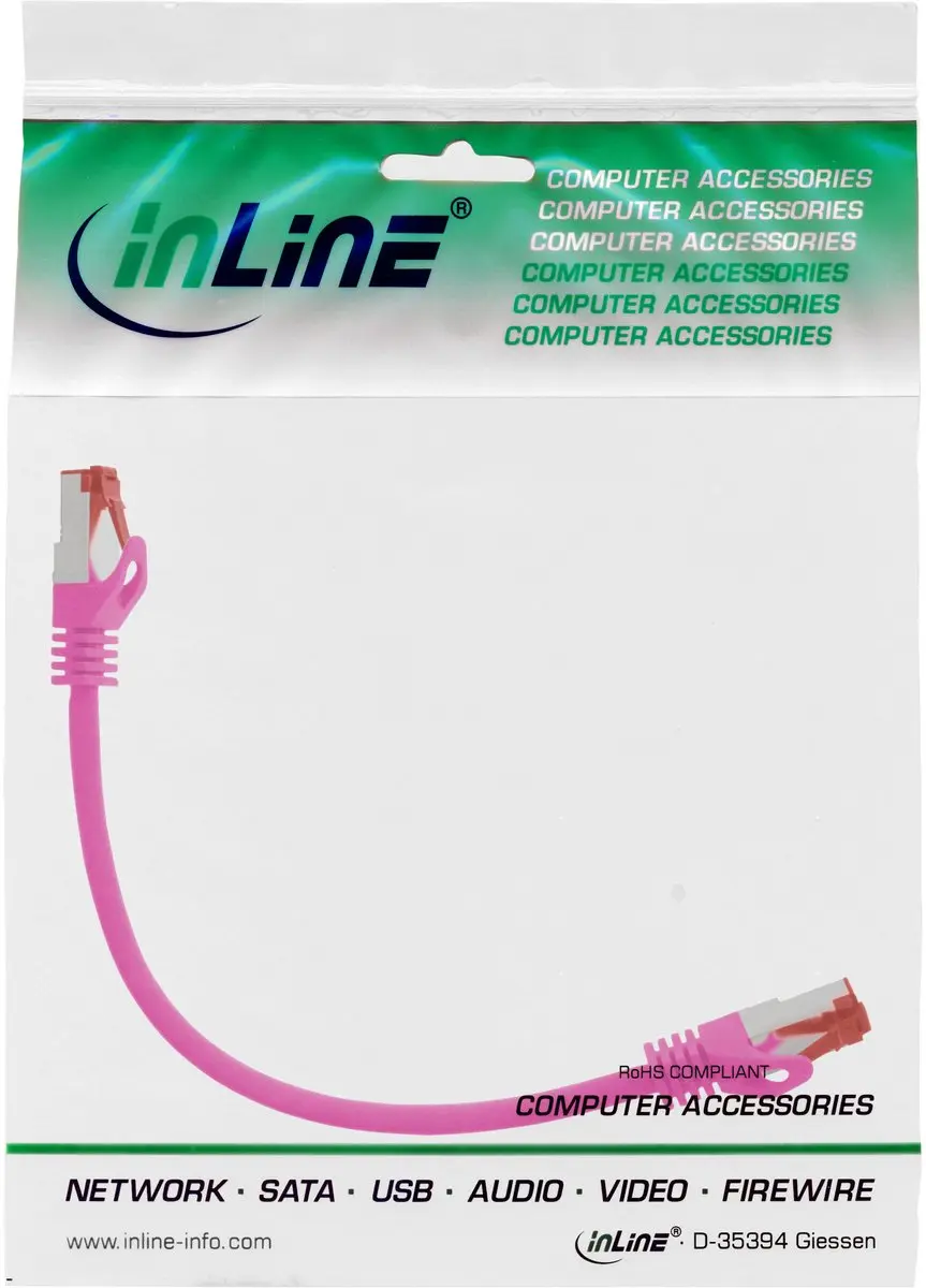 InLine Patchkabel S/FTP Cat.6 0,3m - Roze