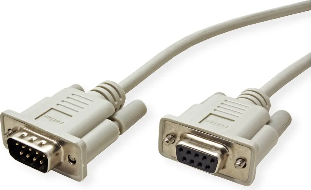 Roline RS232 9-pol M/F Kabel 10m - Grijs