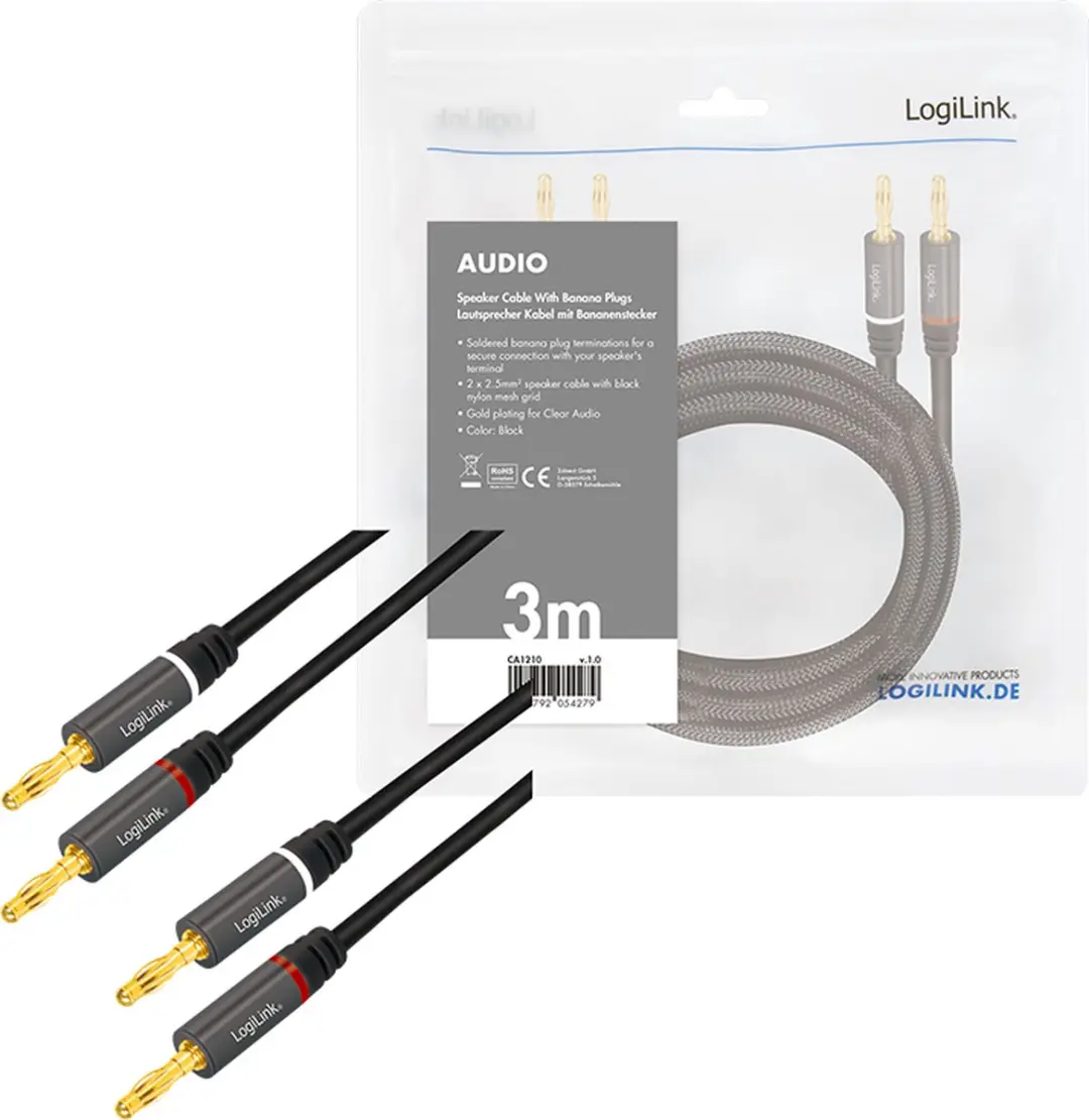 Logilink CA1210 Audio Aansluitkabel 3.0m - Zwart