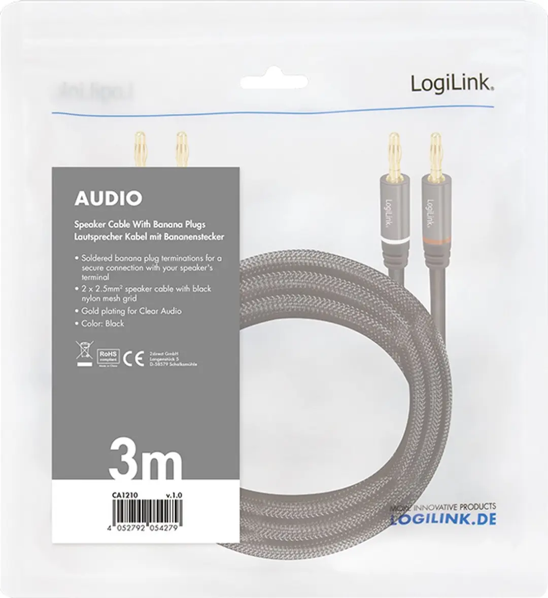 Logilink CA1210 Audio Aansluitkabel 3.0m - Zwart - afbeelding 6 van 6