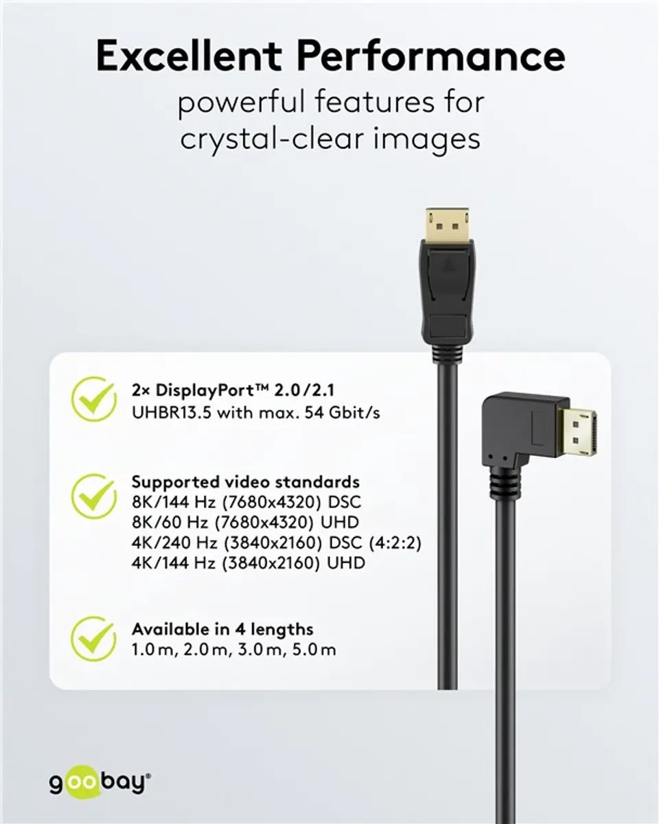 Goobay DisplayPort Kabel 2.1a 2m - UHBR13.5 - Zwart