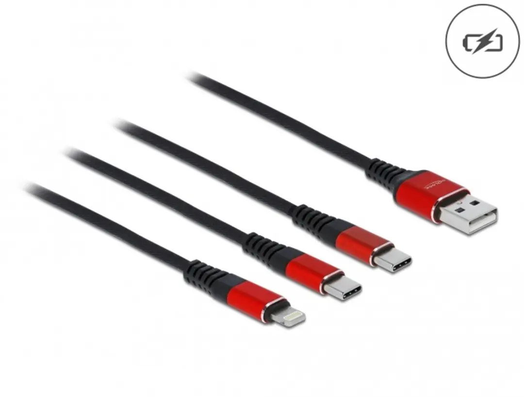 Delock USB 3-in-1 Type-A naar Lightning/2x USB-C 1m